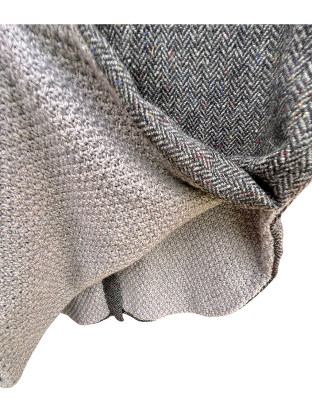 Aran Womens Tweed Poncho W/ Hood Size M/L Herringbone Merino Wool Sweater Lined - Picture 11 of 14